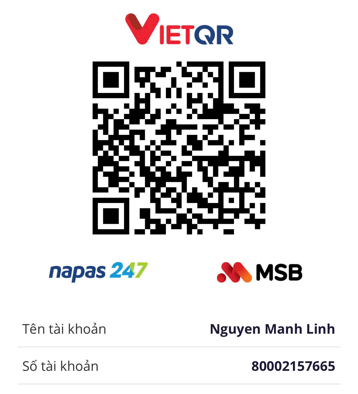 QR Code chuyển khoản